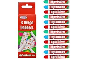 Pheleam Bingo Dabbers - 4 Pack, 12 Dabbers, Bright Red, Blue, and Green, Non-Drip Bingo Pens, Perfect for Bingo Nights at Bingo Halls & With Friends and Family, Mess-Free Pens