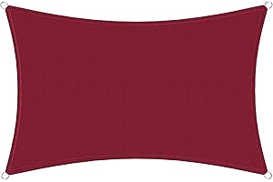jarolift Sonnensegel Rechteckig, Wasserabweisend, Sonnenschutz Sichtschutz für Terrasse Garten Balkon, Polyestergewebe 400 x 200 cm, Weinrot