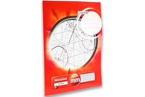 Landré Millimeter-Block A3, 80 g/m² Papier, 20 Blatt Kopfgeleimt, Linienfabe rot
