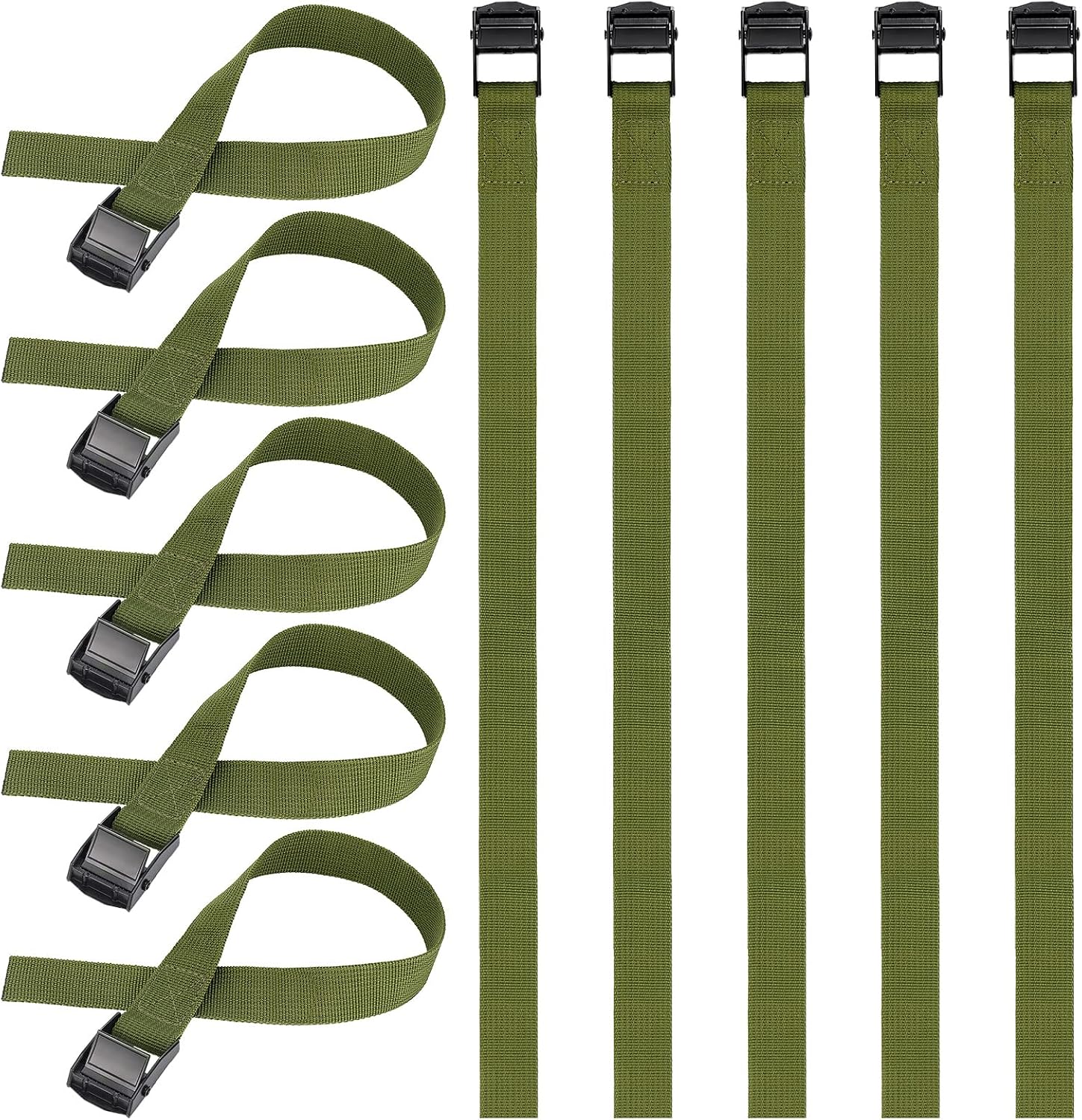 Hejo 10PCS Correa de Amarre,65x2.5CM Verde Ajustable Cinchas de Amarre Pequenas de Metal Aleación con Liberación Rápida A Prueba de Oxido Cinchas para Bicicletas, Motocicletas, Paquetes de Equipaje