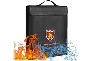 ENGPOW Fireproof Document Bag 15×12×3 inch Fire and Water Resistant Money Bag Silicone Coated Fiberglass Fireproof Safe Storage Bag,Zipper Closure,Maximum Protection for A4 Documents,Money and Valuables