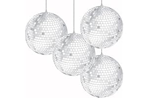 Morofme Disco Ball 10 cm Pack of 4 Hanging Ball Mirror Ball Disco Balls Mirror Ball Various Uses for Christmas Tree Wedding Birthday Party Decoration Light Effect