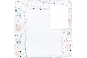 TupTam Materassino Fasciatoio con 2 Coperture in Spugna, Grigio/Volpe/Menta, 76 x 76 cm