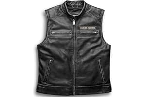 JACKETHUB Iconic Harley HD Herren Passing Link Leder Biker Weste - Davidson Motorrad Road Warrior