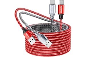 PLOIWUE USB C Cable [2 Pack 3M], USB Type C Charging Cable Nylon Braided Data Sync Cable for PS5 Controller, PS5 DualSense Xbox Series X/S Controller, Sony, Samsung Galaxy S20 S21, Nintendo Switch (Grey/Red)