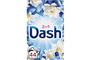 Dash 2en1, Lessive En Poudre, 44 Lavages, Parfum Air Frais et Fleurs Blanches, Avec Fraîcheur Lenor, Fabriquée En France