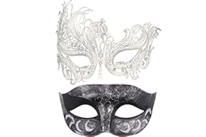 Thmyo Couple's Venetian Masquerade Mask,Halloween Carnival Mardi Gras Ball Mask 2 Pack
