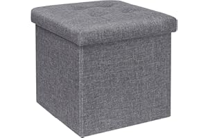 Bonlife Mesas Plegables Pequeñas Caja Almacenaje Juguetes Muebles Auxiliares Dormitorio Mesa Baja Salon Reposapies de Oficina Gris 32x32x32cm