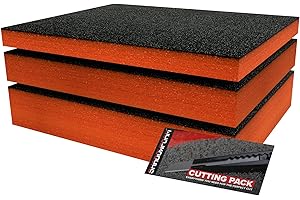 Shadow Foam Orange Starter Kit 3 pezzi | Inserti in schiuma per cassetta degli attrezzi – Foglio in schiuma 40 x 32 cm (confezione mista (profondità 30, 50 e 70 mm) cassetta degli attrezzi per