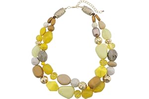 Bocar 2 Layer Statement Chunky Beaded Fashion Necklace for Women Gifts (NK-10384)