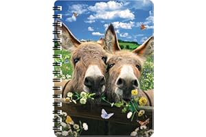 3D LiveLife Jotter - Donkeys from Deluxebase. Lenticular 3D Farm A6 Spiral Notebook with plain recycled paper pages. Artwork licensed from renowned artist David Penfound