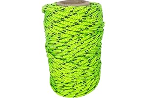 GOPEU Cordón de Poliéster 3mm * 25m. Fabricado en España. para Manualidades, Aire Libre, Exteriores, Jardín y Bricolaje. VerdeFlúor con Negro