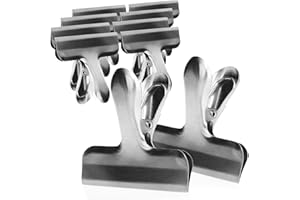 COM-FOUR® 10x średnie klipsy blokujące, do toreb i toreb na żywność, klipsy ze stali nierdzewnej, do blokowania i przechowywania żywności w chłodzie (10 sztuk - srebrny - średni)