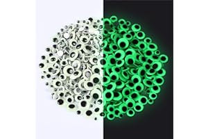 UPINS Wackelaugen Selbstklebend, 500 Stück Leuchtende Selbstklebende Wackelaugen Kunststoff Kulleraugen Selbstklebend für DIY Kunsthandwerk Aufkleber Dekoration 6 8 10 12mm