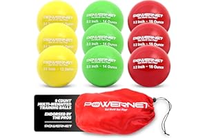 'Powernet 3.2'' Weighted Hitting Batting Progressive Training Balls (9 Pack), Build Strength and Muscle, Improve Technique and Form, Large Ball Size'