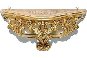 MCTIES Consolle Mensola Ripiano Dorato Vintage Mobile Da Parete o Ingresso in Stile Barocco