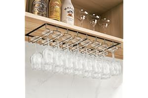 MXTIMWAN 4 Filas Soportes para Copas de Vino de Metal, 2 Piezas Colgador de Copas Invertido, Estante de Almacenamiento de Metal, para Bar Restaurante Cocina