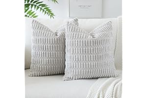 JOTOM Lot de 2 Housses de Coussins en Velours Côtelé Décoratif Canapé Taie d'oreiller Doux Decoration pour Maison Salon Chambre Canapé Décoration 45x45cm (Gris Clair)