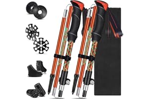 HOVIN Bastoni Trekking,Bastoncini Trekking Pieghevoli,Bastoni da Trekking 107-131cm per Escursionismo,Campeggio,Sci