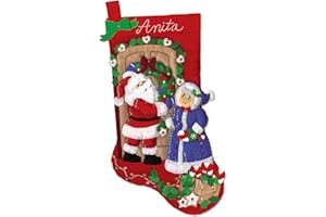 DESIGNWORKS INK Design Works Crafts Mr & Mrs Claus Felt Stocking Kit, by The Yard