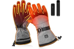 TOPEV Heated Gloves for Men Women, Electric Heated Gloves with 6000mAh Rechargeable Batteries Heated Gloves 3 Speed Heat Adjustable, Waterproof & Touchscreen Hand Warmer for Skiing Hiking Motorcycling