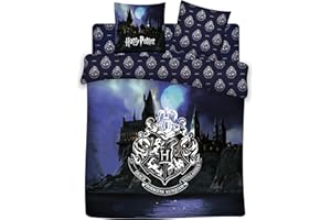 AYMAX Set di biancheria da letto Harry Potter, copripiumino 240 x 220 cm, 2 federe e lenzuolo con angoli 160 x 200 cm, 100% cotone