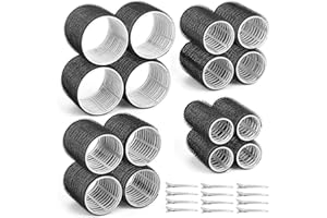 VEVOQIM Lockenwickler Große Locken Set,28 Stücke 4 Größe Hitzefreie Jumbo Groß Kleine Lockenwicklern Selbsthaftend Hair Rollers 63 mm 44mm 35mm 25mm mit Klammern für lange mittlere kurze Haar