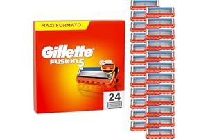 Gillette Lamette Gillette Fusion 5, 24 Lamette Da Barba Di Ricambio per Rasoio Barba Manuale Fusion5, da 5 Lame, Rasatura Scorrevole con Striscia Lubrificante, Fino a 1 Mese di Rasatura per Lametta