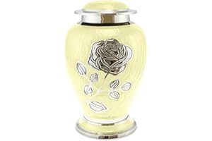 Cherished Urns Bloom Yellow Patterned With Rose Adult Cremation Urn for Ashes