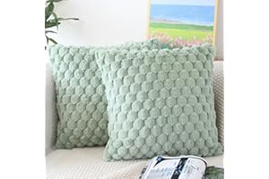 NIULAA Faux Fur Cushion Covers 50cm x 50cm Sage Green Set of 2 Fluffy Plush Cushion Covers 20x20 inches Pillow Covers Soft Fuzzy Pillowcases Moroccan Style Home Decor Cushion Cover