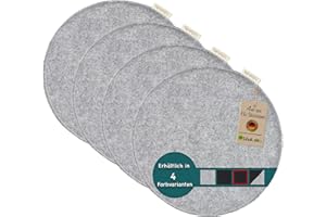 ‎SILUK SILUK gemütliches Sitzkissen aus Filz Ø 36cm - Komfortable Waschbare - 4er Set Grau I Schwarz für Bank Stuhl