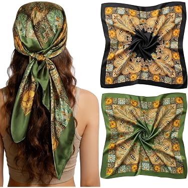 Sciarpa scialle bandana 70% cashmere 30% seta 65X65 cm fantasia