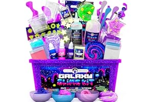 Original Stationery Kit Galaxy Slime, con Pegamento y Estrellas Que Brillan en la Oscuridad para Hacer Slime Brillante y Galáctico! Regalos Niños