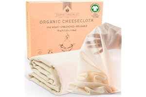 COUNTRY TRADING CO. Muslin Cloths for Cooking, Certified Organic Cheese Cloths for Straining, Fine Reusable (Large Cut 1.5m x 1.0m)
