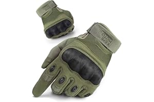 KEMIMOTO Guantes Moto con Dedos Completos, Tácticos y Protector de Nudillos de Fibra de Carbono, Pantalla Táctil y Transpirables, para Hombre, Militar, Bushcraft, Caza