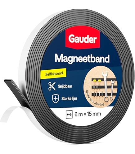 First4magnets ST12 (PA/GW)-1 x 5m 12.5mm Wide x 0.4mm Thick White Glossy Steel Adhesive Tape with Premium Adhesive Adhesive Adhesive (5 m Roll), Glossy White, 12.5 mm Wide x 0.4 mm Thick