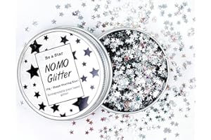 NOMO GLITTER 10g! Silver Stars Plant-Based Biodegradable Vegan Glitter for Face, Body, Craft & Nails