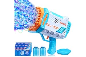 SLOOSH Bubble Machine Gun, Bubble Gun Kids with Light, Bazooka Rocket Shape Bubble Guns Blaster W/Bubble Solution, Bubble Maker for Outdoor, Summer Toys, Gifts, Party Favors,Wedding, Easter