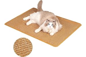 YUNXANIW Cat Scratching Mat, Natural Sisal Cat Scratch Mat, Horizontal Cat Floor Scratching Board, Protect Furniture and Sofas (S：30 * 40CM, Brown)