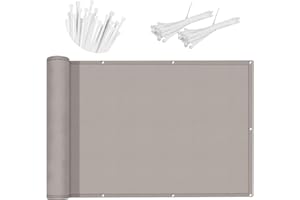 SUNNY GUARD Frangivisto per Balcone 100x500cm Protezione della Privacy Frangivento in PES,Impermeabile,Anti-UV con Fascette,Taupe