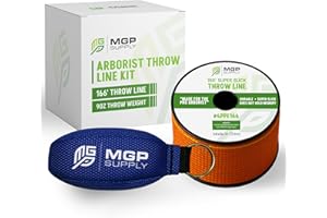MGP SUPPLY Arborist Throw Line Kit | 9oz Throw Weight & 166ft Rope | Ultra Slick 100% Polyester Rope | Arborist Equipment For Tree Climbing