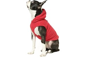Gooby Every Day Fleece-Weste für kaltes Wetter, mit Kapuze für kleine Hunde, Größe L, Rot