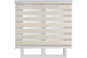 Estores Enrollables Noche y Día Elegantes con Tejido de Doble Caída para Puertas y Ventanas, Estor Noche y Dia de Fácil Instalación con Filtrado de Luz Ajustable STORESBASIC Lino 160x180