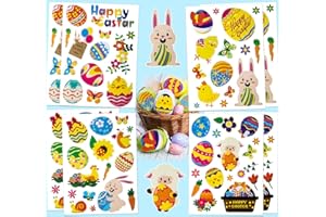 Pegatinas de Pascua, Fyvadio 12Hojas 180 Piezas Pegatinas de Conejito de Pascua Huevos Chick etiquetas para Fiesta de Pascua Favor DIY Artesanía Arte Hacer Decoración