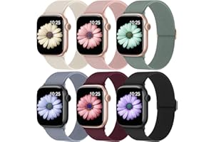 HIGGS 6 Piezas Correas Compatibles con Correa Apple Watch 38mm 40mm 41mm 42mm 44mm 45mm 46mm 49mm Mujer Hombres, Nylon Solo Loop Elástica Deportiva Bracelet iWatch Series 11 10 9 8 7 6 5 4, SE 3,Ajustables