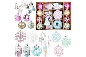 Kesote Bombki bożonarodzeniowe, 48 bombek choinkowych, makaroników, bombek na słodycze, ozdoby choinkowe, dekoracja bożonarodzeniowa na Boże Narodzenie