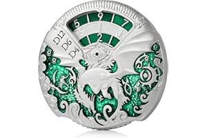 DNDND Jeu de dés DND en métal 7 en 1 avec superbe coffret cadeau pour donjons, dragon et jeu de table (argenté et vert)