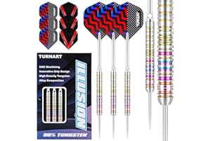 ‎TURNART Turnart Dartpfeile Metallspitze 90% Tungsten 3 Stück 22-26 Gramm Professionelles Wolfram-Steeltip-Dart-Set Dart professionelle Stahlpfeile mit Metallspitzen mit Flights, Schäften
