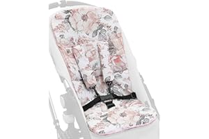 OLO baby Pram Insert, Liner & Matching Strap Harness Covers Universal (Vintage Roses/Pink)