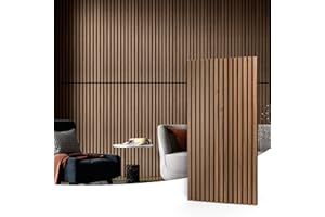 Art3d 2 Wood Slat Acoustic Panels for Wall and Ceiling - 3D Fluted Sound Absorbing Panel with Wood Finish - Walnut Covering 1.44㎡